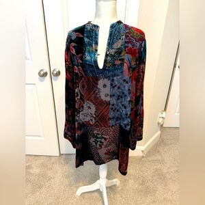 Johnny Was Multi Grace Tessa Velvet Printed Tunic Top